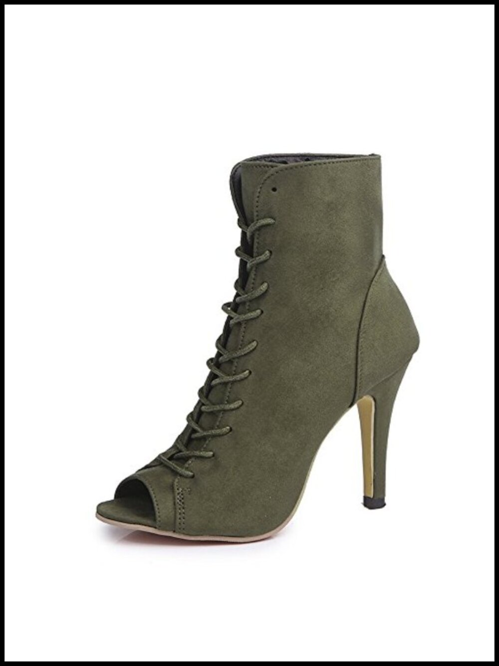Women Platform Open Toe Lace Up High Heel Ankle Booties